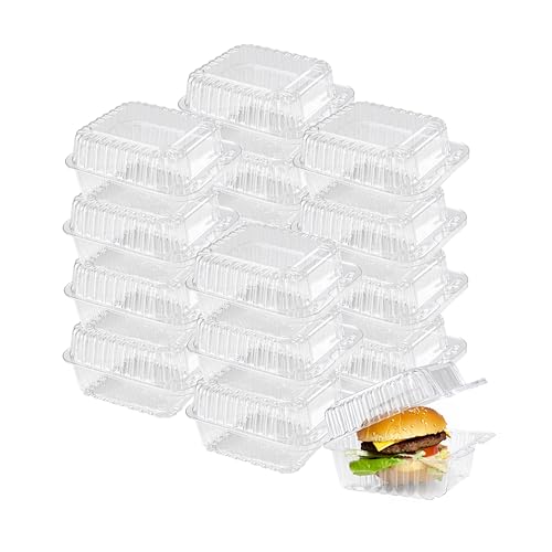 50-Pack Clear Plastic Food Containers Clamshell Take Out Containers Disposable To Go Clam Shell Food Containers 5 x 5 inch for Dessert Containers, Snacks, and Meals