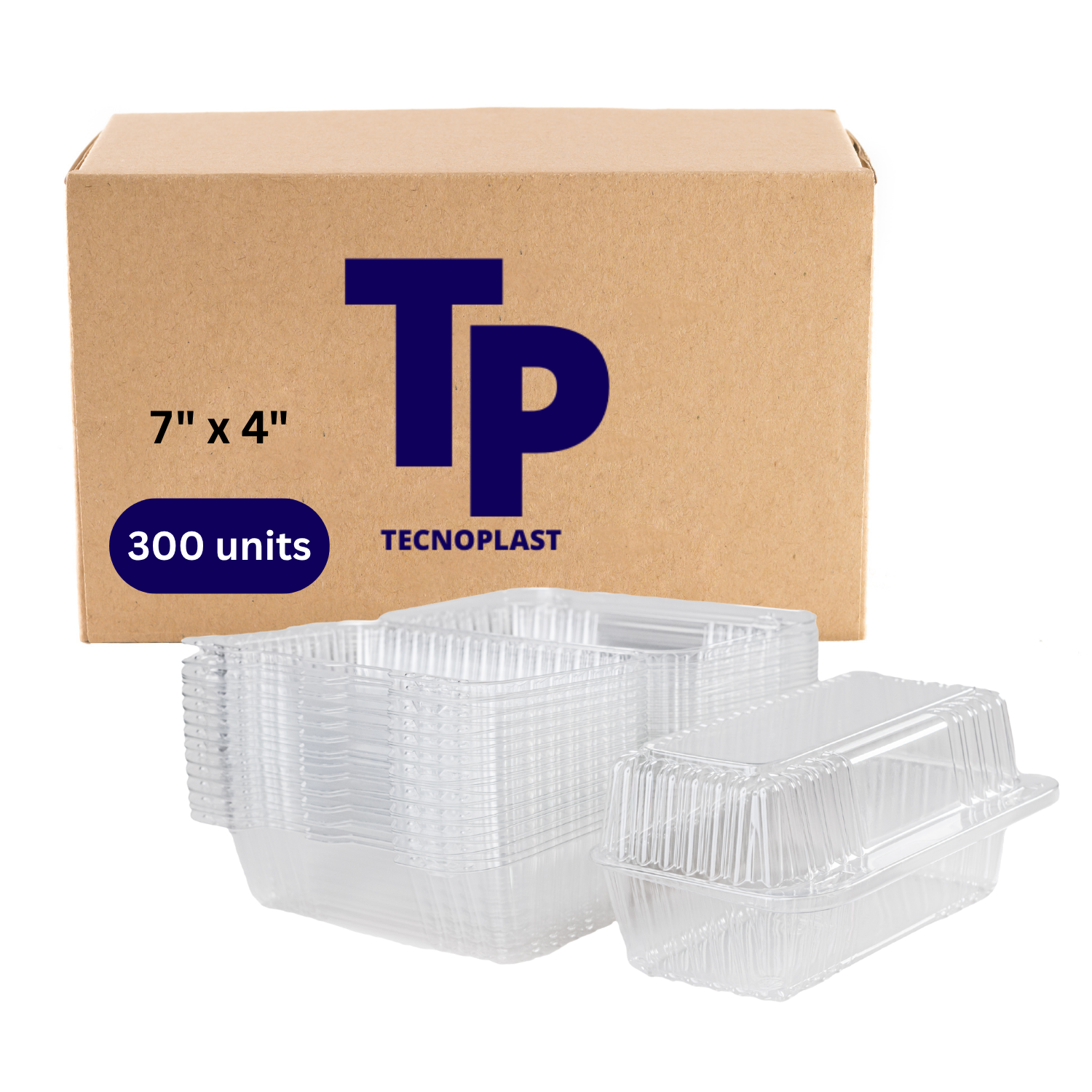 Contenedores de Plástico Transparente para Alimentos, tipo Clamshell para Llevar, 7 x 4 pulgadas, Perfectos para Postres, Snacks y Comidas (300 unidades)