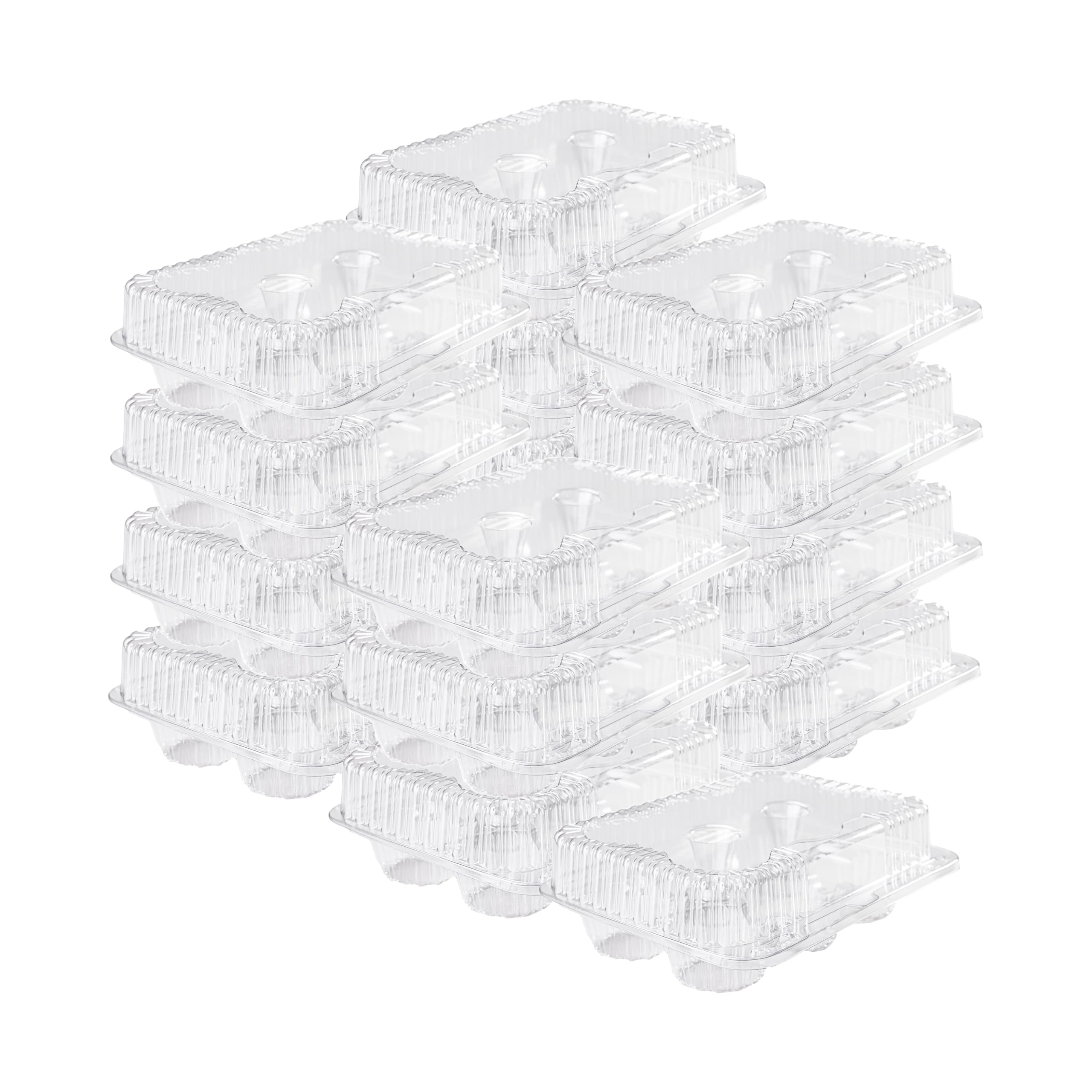 20-Pack Plastic Cupcake Boxes 6 Count Take Out Muffin Storage Container Cupcake Holder with Lid 9 x 6 inch for Cake Transport Container