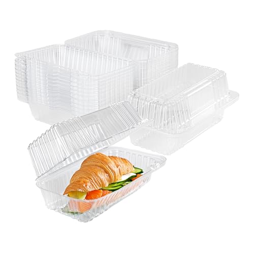 25-Pack Clear Plastic Food Containers, Clamshell Take Out Containers, 7 x 4 inch, Perfect for Dessert, Snacks, and Meals